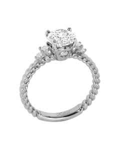 Jack Kelege White Gold Diamond Shoulder Accent Twisted Side Solitaire Engagement Ring 