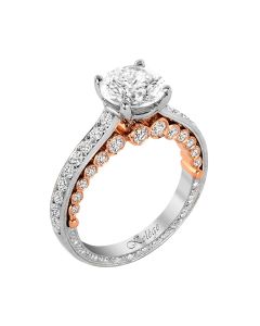 Jack Kelege Two-Tone Three Sided Diamond Engagement Ring