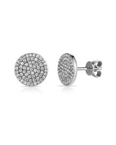James Free 14K White Gold Large Round Diamond Studs Earrings