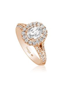 Christopher Designs L'Amour Crisscut Diamond Center Rose Gold Engagement Ring L100-050