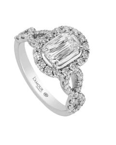 Christopher Designs 18K White Gold L'Amour 1.01 CT Diamond Halo & Twisted Shank Engagement Ring L153-075