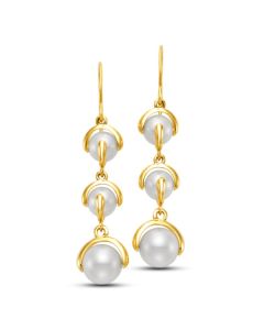 James Free 14K Yellow Gold Triple Pearl Dangle Earrings - FINAL SALE 