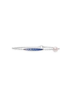 Mikimoto Akoya Cultured Pearl Ocean 18K White Gold Bracelet with Sapphire MDA10019ASXW-1