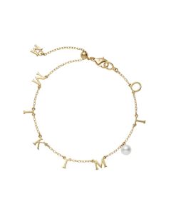 Mikimoto Yellow Gold "MIKIMOTO" Pearl Charm Bracelet MDQ10052AXXK