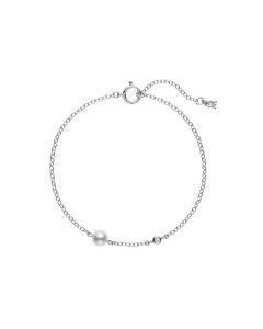 Mikimoto Akoya Cultured Pearl and Diamond Station Bracelet in 18K White Gold MDQ10054ADXW