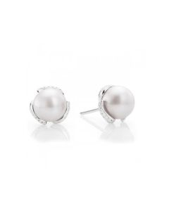 Mikimoto Embrace South Sea Pearl & Diamond Stud Earrings