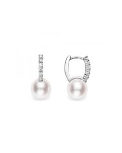 Mikimoto Classic White Gold Diamond Pearl Drop Earrings