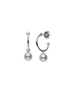 Mikimoto Classic Akoya Pearl & White Gold Hoop Earrings 7mm