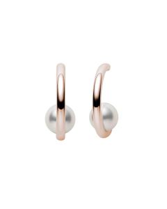 Mikimoto 18K Rose Gold Huggie Earrings With 7.5mm Akoya Pearls MEQ10097AXXZ