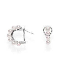 Mikimoto 18K White Gold Akoya Huggie Earrings With Omega Backing MEQ10104AXXW