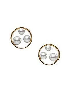 Mikimoto 18K Yellow Gold Triple Akoya Stud Earrings MEQ10134AXXK