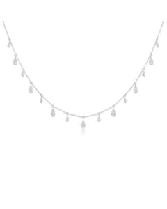 James Free 14K White Gold Dangle Diamond Station Necklace 