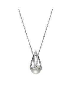 M Collection White Gold Diamond & White South Sea Cultured Pearl Pendant MPA10364NDXW