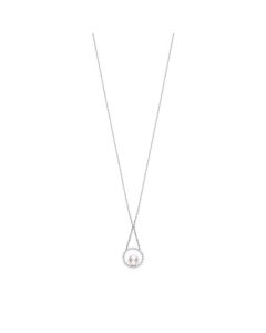 Mikimoto 18K White Gold Diamond Ring & Akoya Pendant Necklace MPA10370ADXW