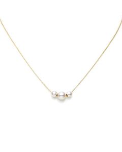 Mikimoto Triple Akoya Station Necklace With 18K Yellow Gold Chain MPQ10081AXXK