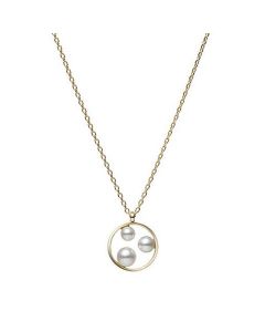 Mikimoto 18K Yellow Gold Triple Akoya Pendant Necklace MPQ10119AXXK