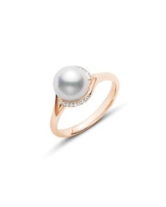 Mikimoto 18K Rose Gold Akoya & Diamond Twist Ring MRA10017ADXZ