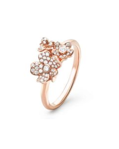 Mikimoto 18K Rose Gold Triple Cherry Blossom Ring With Diamonds MRA10235XDXZ