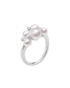Mikimoto 18K White Gold Akoya Bubbles Ring With Diamonds MRQ10019ADXW
