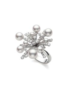 Mikimoto 18K White Gold Akoya & Diamond Splash Ring MRQ10024ADXW