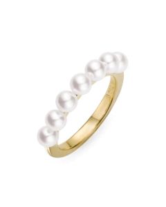 Mikimoto 18K Yellow Gold Akoya Lined Ring MRQ10045AXXK