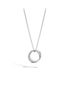 John Hardy Silver Bamboo Large Interlinking Round Pendant Necklace