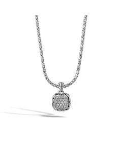 John Hardy Classic Chain Silver Pendant Necklace with Diamonds