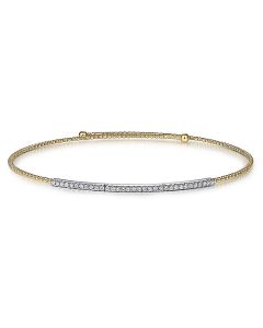Gabriel & Co. 11.5+2 Inch 14K Yellow-White Gold Bujukan Beaded Choker Necklace with Diamond Pavé NK6342M45JJ