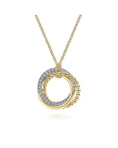 Gabriel & Co. 14K Yellow-White Gold Interlocking Circles Pendant Necklace with Diamond Pavé NK6360M45JJ