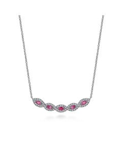 Gabriel & Co. 14K White Gold Diamond and Ruby Necklace NK6628W45RA