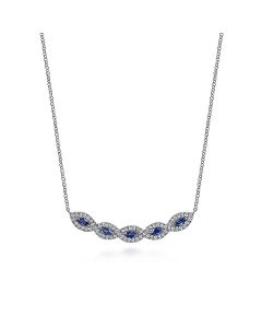 Gabriel & Co. 14K White Gold Diamond & Sapphire Necklace NK6628W45SA