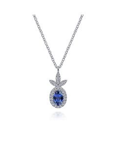 Gabriel & Co. 14K White Gold Diamond and Sapphire Pendant Necklace NK6632W45SA