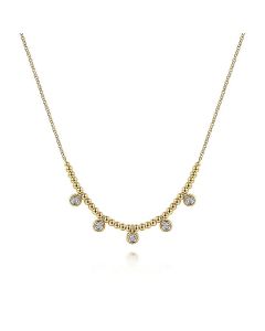 Gabriel & Co. 14K Yellow Gold Bujukan Bead Necklace with Diamond Drops NK6693Y45JJ