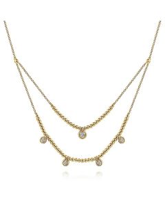 Gabriel & Co. 14K Yellow Gold Bujukan Bead and Diamond Two-Row Necklace NK6694Y45JJ