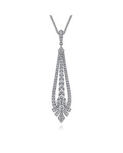 Gabriel & Co. 18 inch 18K White Gold Diamond Statement Necklace NK6992W84JJ