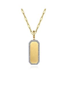 Gabriel & Co. 14K Yellow Gold Diamond Personalize Medallion Necklace with Hollow Paperclip Chain NK7134Y45JJ