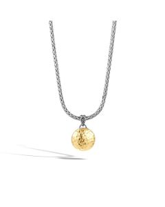 John Hardy Silver And 18K Gold Dot Hammered Reversible Pendant Necklace
