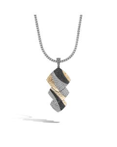 John Hardy Classic Chain Silver, Hammered 18K Gold Pendant Necklace
