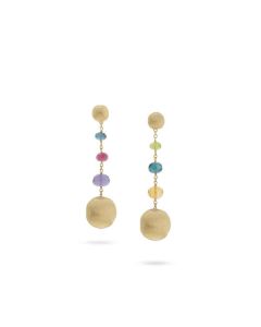 Marco Bicego Africa 18K Yellow Gold and Multi-Colored Gemstone Drop Earrings OB1625 MIX02 Y 02