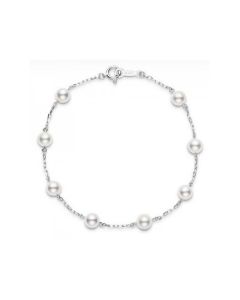 Mikimoto Akoya Pearl 5 x 5.5mm Station White Gold Bracelet