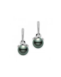 Mikimoto Black South Sea Pearl & Diamond Twist Earrings
