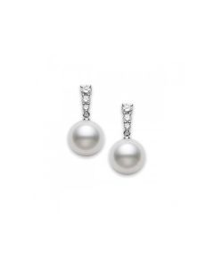 Mikimoto Morning Dew White South Sea Pearl & Diamond Earrings