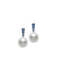 Mikimoto 18K White Gold South Sea & Blue Sapphire Stud Earrings PEA643NSW90