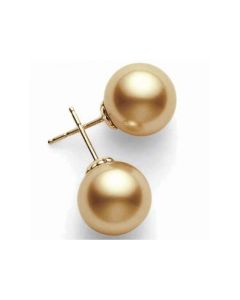 Mikimoto Golden South Sea Pearl 11mm A+ Yellow Gold Stud Earrings