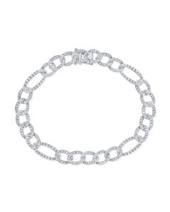 James Free 14K White Gold Diamond Curb Link Bracelet 