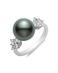 Mikimoto Diamond And Black South Sea Pearl Fashion Ring PRA870BDW