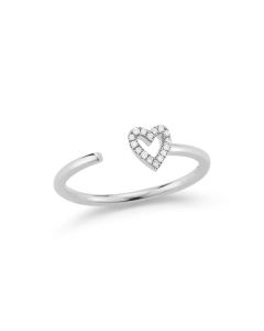 Dana Rebecca 14K White Gold Single Diamond Heart Ring R1014-WHITE