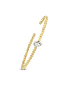 James Free Jewelers 18K Yellow Gold Halo Pear Diamond Flex Cuff Bracelet