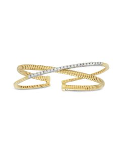 James Free Jewelers 18K Yellow & White Gold Diamond Crossover Cuff Bracelet