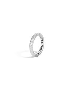 John Hardy Classic Chain Sterling Silver Hammered Band Ring RB90364X